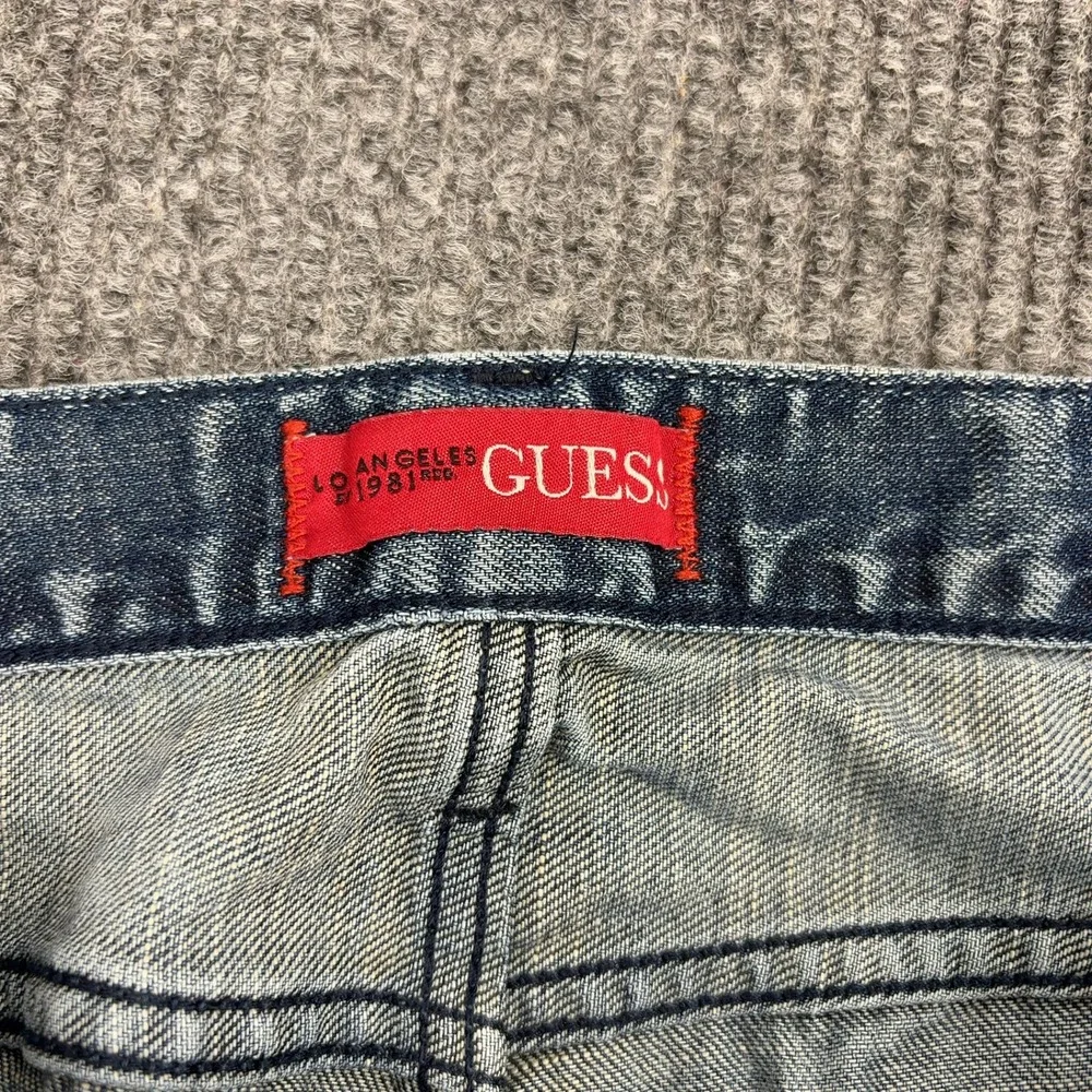 Guess Jeans Mens 31 Blue Cotton Polyester Regular Straight Crescent‎ Fit Casual